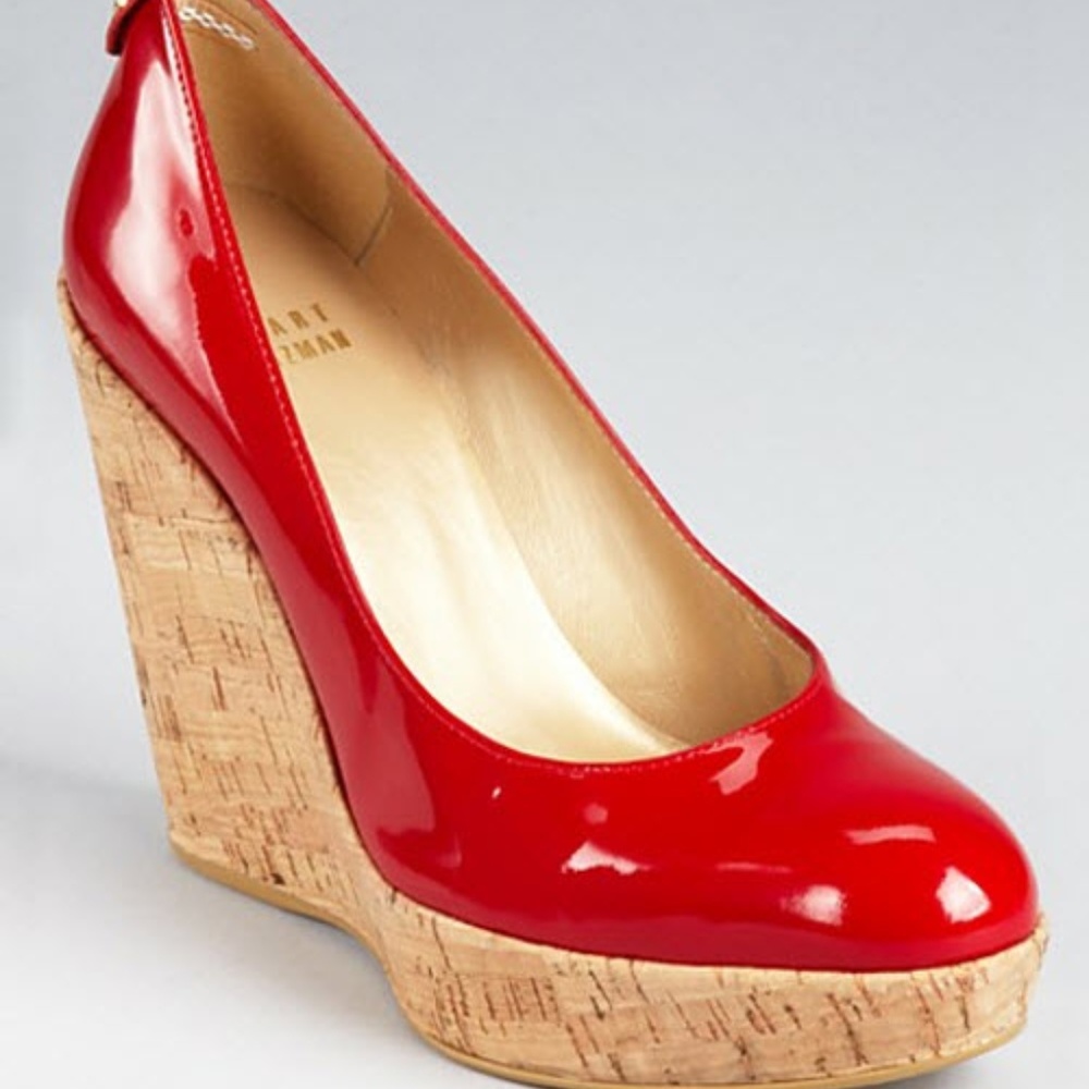 Staurt Weitzman corkswoon red patent wedge shoes - Picture 2 of 8